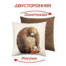 Подушка декоративная MATEX FLUFFY. МЕДВЕДЬ И ЗАЯЦ. Размер: 33x33 Цвет: молочный, красный, коричневый (62-509) 