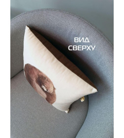 Подушка декоративная MATEX FLUFFY. МЕДВЕДЬ И ЗАЯЦ. Размер: 33x33 Цвет: молочный, красный, коричневый