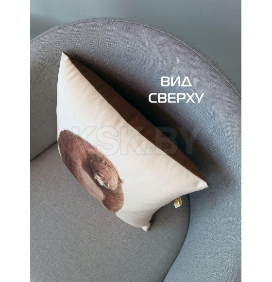 Подушка декоративная MATEX FLUFFY. МЕДВЕДЬ И ЗАЯЦ. Размер: 33x33 Цвет: молочный, красный, коричневый (62-509) 