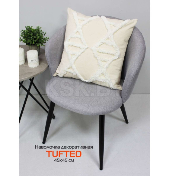 Наволочка декоративная MATEX TUFTED  Размер: 45х45 Цвет: белый;ванильно-бежевый Артикул: ALEX-016 (ALEX-016) 