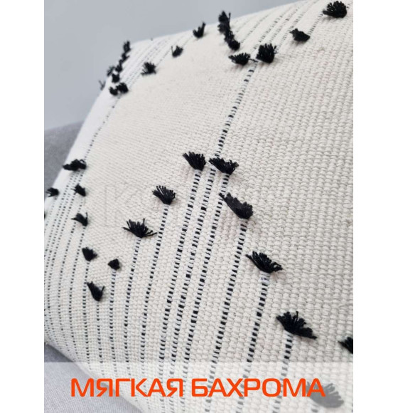 Наволочка декоративная MATEX TUFTED  Размер: 45х45 Цвет: молочный;черный Артикул: ALEX-019 (ALEX-019) 
