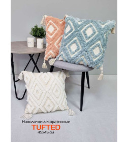 Наволочка декоративная MATEX TUFTED  Размер: 45х45 Цвет: молочный;персиковый Артикул: ALEX-028