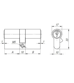 Цилиндровый механизм Ajax AX1000Key80 (35+10+35) CP хром