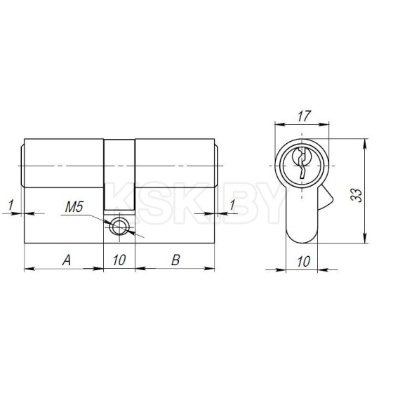 Цилиндровый механизм Ajax AX1000Key60 (25+10+25) CP хром  (39831) 