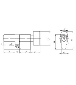 Цилиндровый механизм Ajax AX1002Knob80 (35+10+35) CP хром с вертушкой 