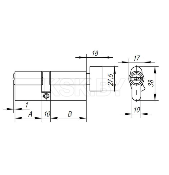 Цилиндровый механизм Ajax AX2002Knob60 (25+10+25) CP хром с вертушкой  (39867) 