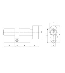 Цилиндровый механизм Ajax AZ1002Knob60 (25+10+25) CP хром  