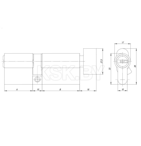 Цилиндровый механизм Ajax AZ2002Knob60 (25+10+25) CP хром   (43879) 