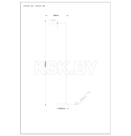 Торшер Arte Lamp SEBASTIAN A7051PN-1WH (A7051PN-1WH) 