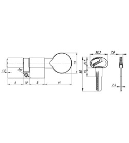 Цилиндровый механизм Fuaro D-PRO5002Knob100(45+10+45) CP хром 5Key 