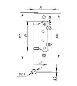 Петля универасальная без врезки Punto IN5200W AB (200-2B 125*2.5) Бронза