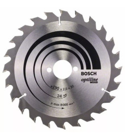 Диск пильный по дереву 190х24Tх30 мм OPTILINE WOOD BOSCH 2608641185