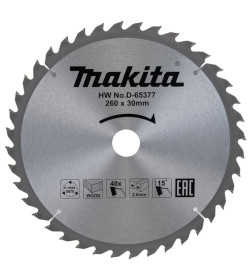 Диск пильный по дереву 260x40Tх30 мм MAKITA D-65377