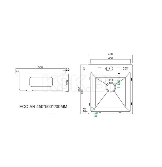 Мойка ARFEKA ECO AR 450*500 SATIN (ECO AR 450*500 SATIN) 