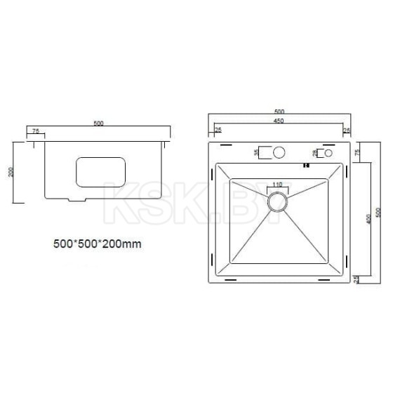 Мойка ARFEKA ECO AR 500*500 SATIN (ECO AR 500*500 SATIN) 