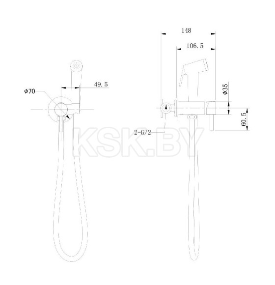 Смеситель с гигиеническим душем Bravat D9151BW-ENG, черный (D9151BW-ENG) 