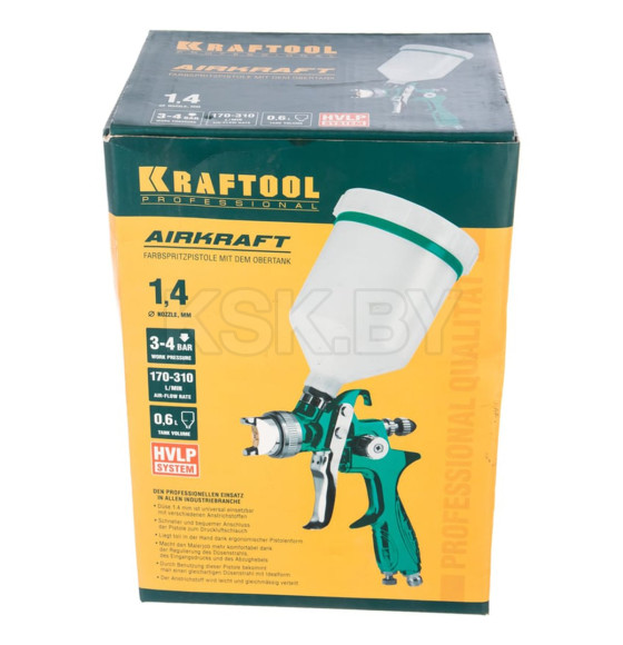 Краскопульт пневматический с верхним бачком KRAFTOOL AirKraft (06522-1.4) 
