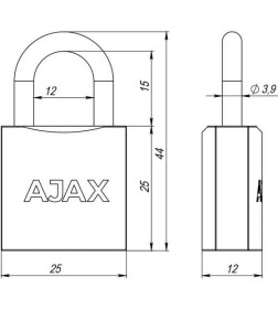 Замок навесной Ajax PD-0125 2 Key