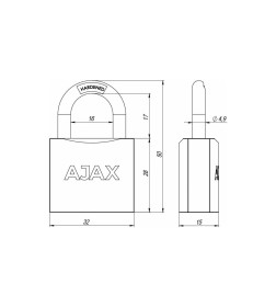 Замок навесной Ajax PD-0132 3 Key