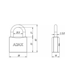 Замок навесной Ajax PD-0138 3 Key