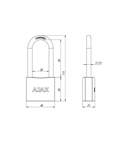 Замок навесной Ajax PD-0150 L MS 3 Key