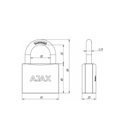 Замок навесной Ajax PD-0163  3 Key