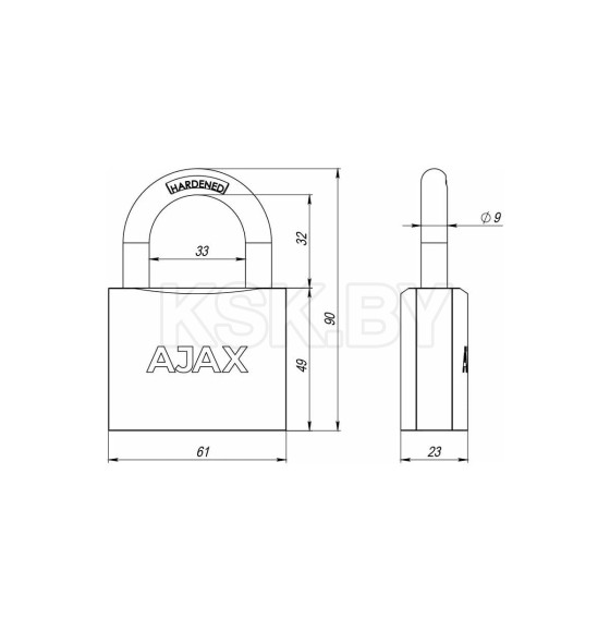 Замок навесной Ajax PD-0163  3 Key (42241) 