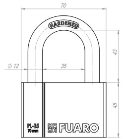 Замок навесной Fuaro PL-Protec-2570 4 key