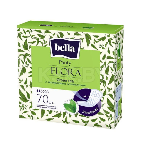 Прокладки женские гигиенические ежедневные BELLA FLORA GREEN TEA с экстрактом зеленого чая 70