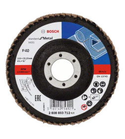 Круг лепестковый шлифовальный 115х22.2 мм K40 плоский STANDARD FOR METAL BOSCH 2608603712