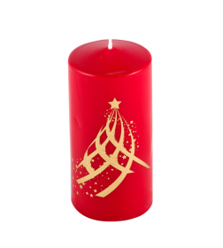 Свеча "Елка" (золото на красном) Deco Christmas 120х56мм