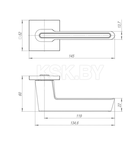 Ручки дверные Ajax K.JS51. Stick SSC/CP-16 сатинированный хром /хром (48227) 