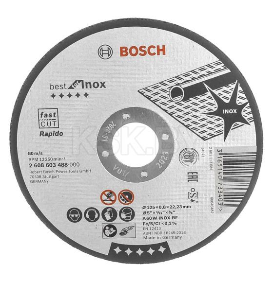 Круг отрезной по нержавеющей стали 125х0.8x22.2 мм Best BOSCH 2608603488 (2608603488) 