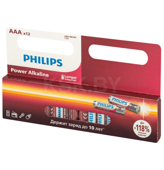 Батарейки Philips ААА алкалиновые 1,5v 12 шт. LR03-12BL Power (Б0064681) 