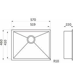 Мойка из нержавеющей стали AKS 570*460 3.2 мм.Черная сталь
