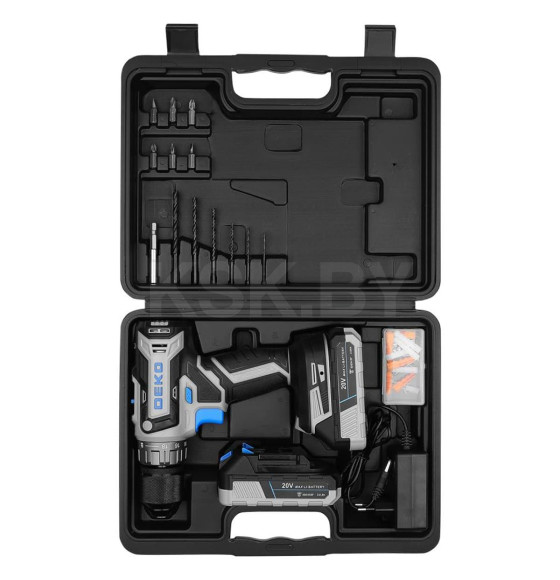 Дрель-шуруповерт аккумуляторная DEKO DKCD20V ONE SET 63 (083-1038) 