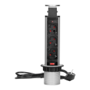 Блок розеточный встраиваемый выдвижной 3x2P+E со шторками, алюминий Timex (OR-AE-1347-AL) 