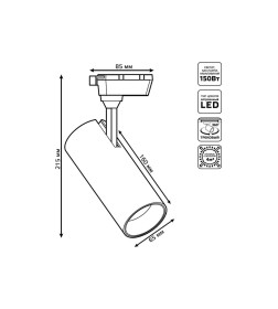 Светильник трековый однофазный LED, 4000К, 1400 Лм, 60°, 20Вт цилиндр (белый) Gauss TR063