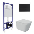 Комплект BERGES 043243 (инсталляция NOVUM525, кнопка L5 черная, унитаз FLOE S Rimless, сиденье дюропласт Floe S Slim SO) (043243) 