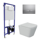 Комплект BERGES 043248 (инсталляция NOVUM525, кнопка F2 матовый хром, унитаз FLOE S Rimless, сиденье дюропласт Floe S Slim SO) (043248) 
