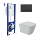 Комплект Berges: инсталляция АТОМ Line, кнопка черная Soft Touch, унитаз FLOE S Rimless, сидение дюропласт Floe S Slim SO (043345) 