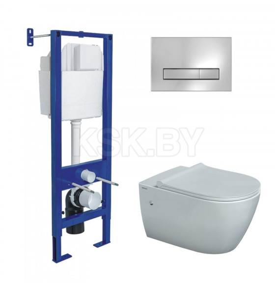 Комплект BERGES 043350 (инсталляция АТОМ Line, кнопка хром глянец, унитаз MASCON Rimless, сидение дюропласт микролифт) (043350) 