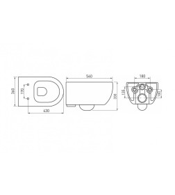 Комплект Berges 043303 (Инсталляция NOVUM 525, кнопка O5 черная Soft Touch, унитаз EGO XL Rimless, сидение Okus Slim SO)