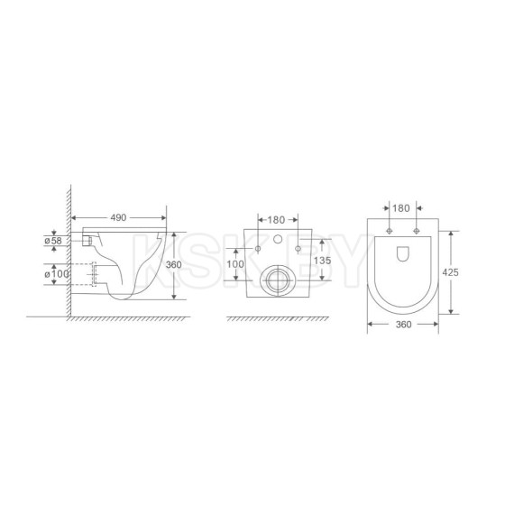 Унитаз подвесной BERGES OKUS Rimless 49 см, сиденье дюропласт, микролифт, быстросьем (081127) 