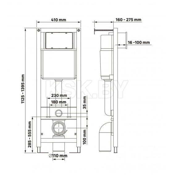 Комплект BERGES 043358 (инсталляция АТОМ Line, кнопка белая, унитаз EGO XL Rimless, сидение дюропласт микролифт) (043358) 