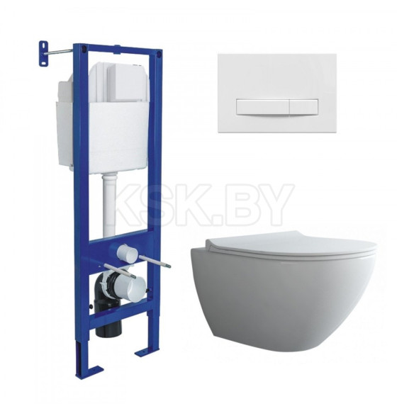 Комплект BERGES 043355 (инсталляция АТОМ Line, кнопка белая, унитаз PUMA XL Rimless, сидение дюропласт Toma Slim SO) (043355) 