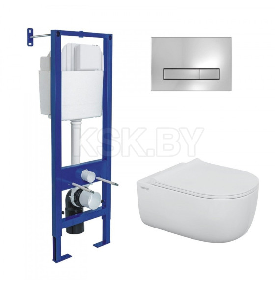 Комплект BERGES 043356 (инсталляция АТОМ Line, кнопка хром глянец, унитаз EGO XL Rimless, сидение дюропласт микролифт) (043356) 