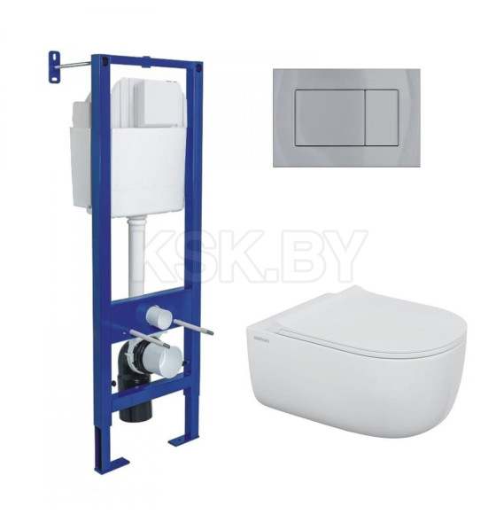Комплект BERGES 043359 (инсталляция АТОМ, кнопка хром глянец, унитаз EGO XL Rimless, сидение дюропласт микролифт) (043359) 