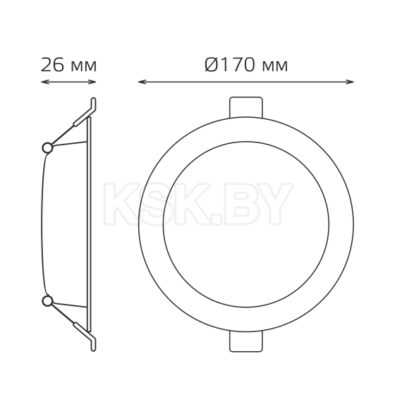 Светильник встраиваемый LED 20W 1700lm 4000K 170-260V IP20 170х26 мм круг (белый) Gauss Elementary Downlight 997420218 (997420218) 