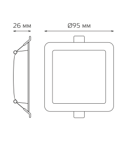 Светильник встраиваемый LED 5,5W 460lm 4000K 170-260V IP20 95х26 мм квадрат (белый) Gauss Elementary Downlight 998420205
